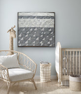 Baby Quilt, gray and white  sailboat